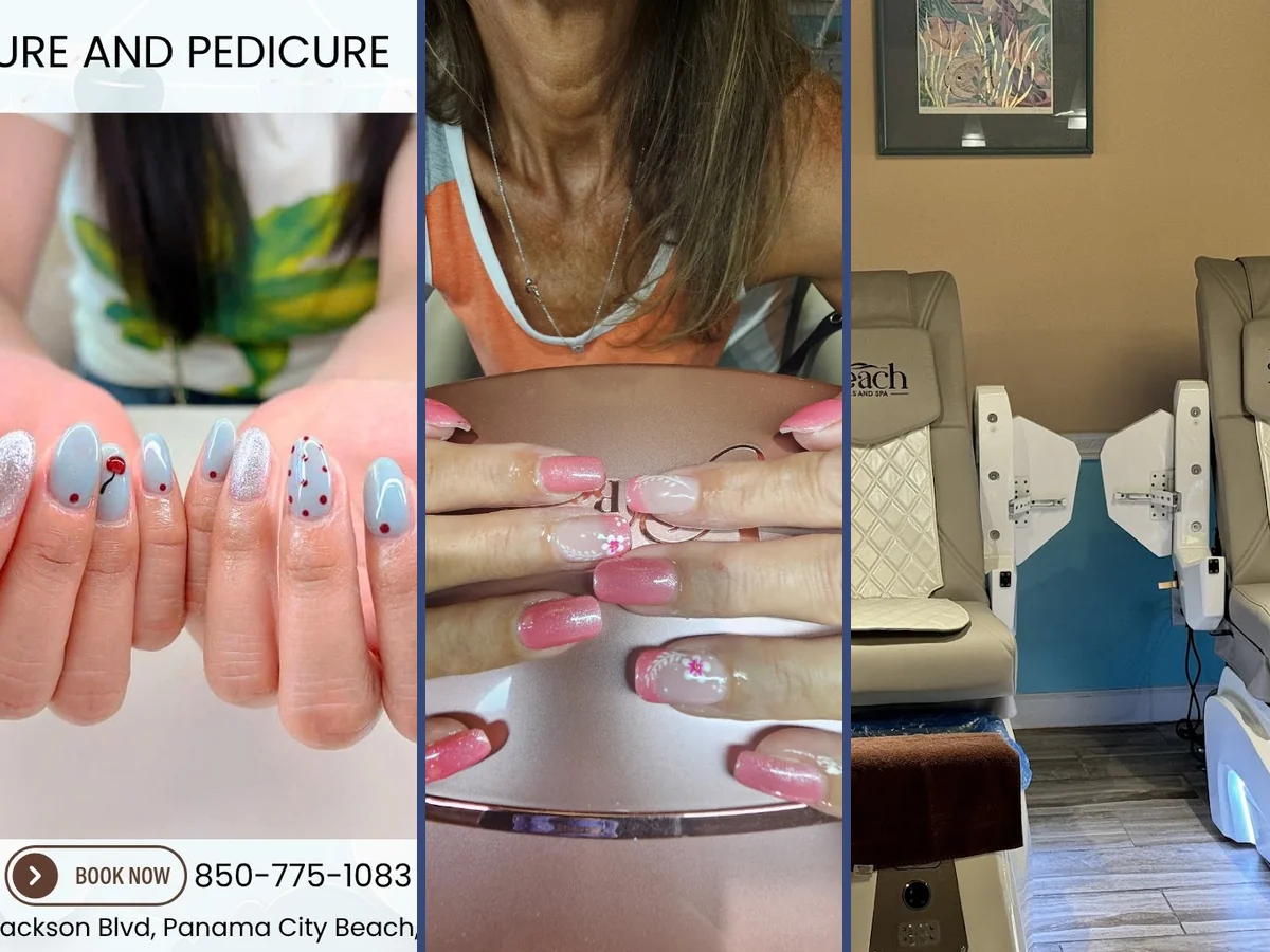 Neat manicure station with polish bottles.